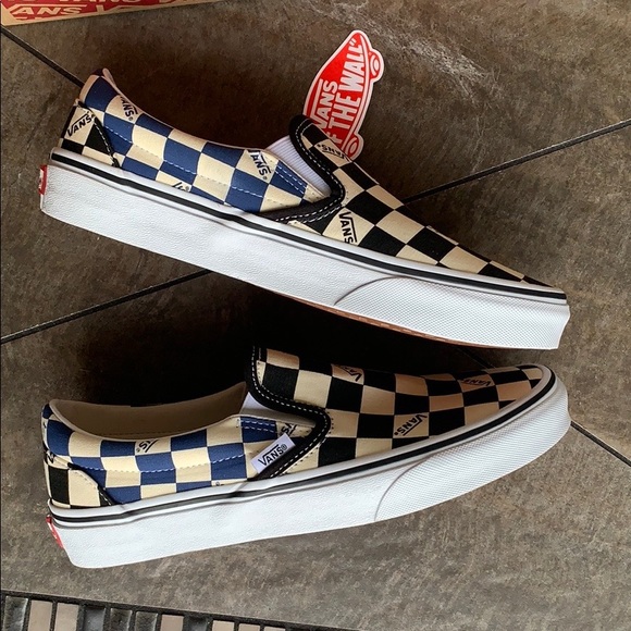 •VANS CLASSIC SLIP-ON BIG CHECK Black/Navy Men’s - Picture 4 of 16